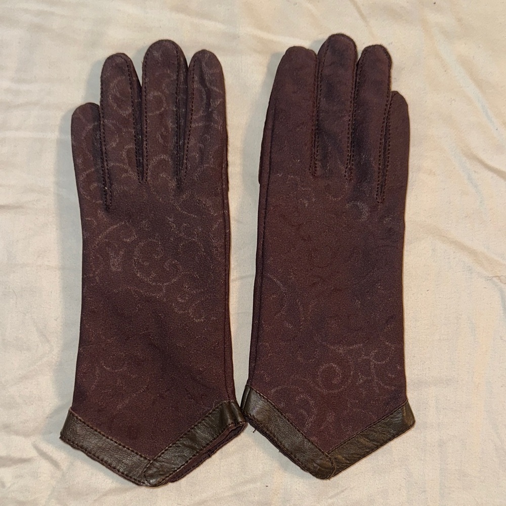 Vintage NWOT Isotoner‎ Brown Swirl Pattern Antron Nylon Driving Gloves